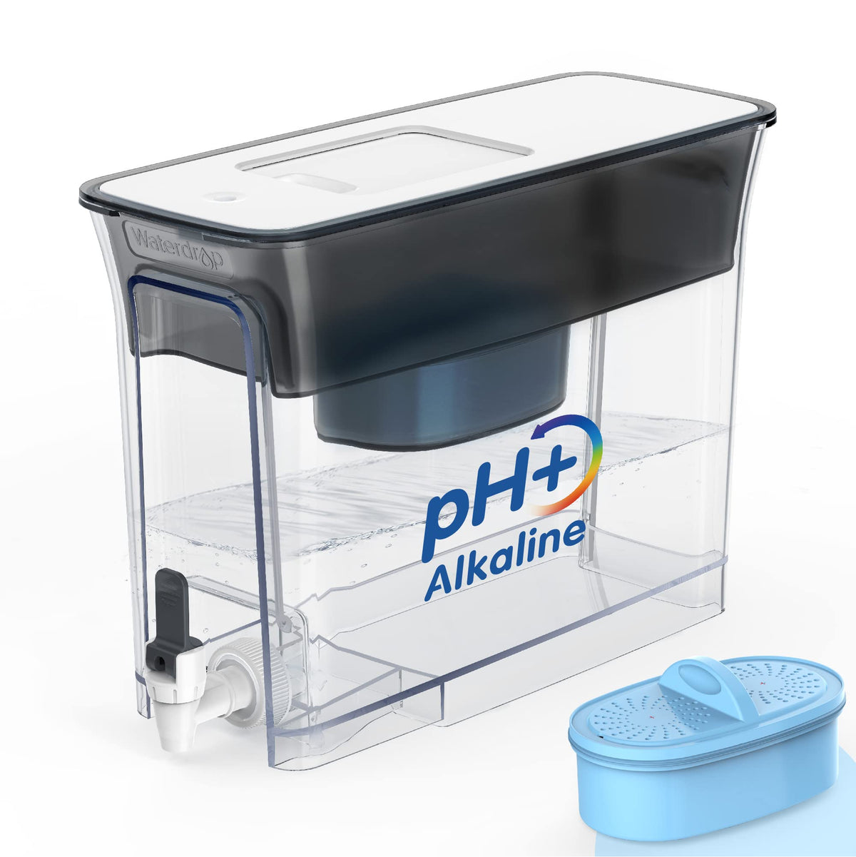 Waterdrop front view of black WFD-40L-A dispenser highlighting compact design benefit