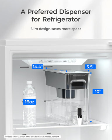 Waterdrop slim side profile showing narrow footprint for refrigerator saving space