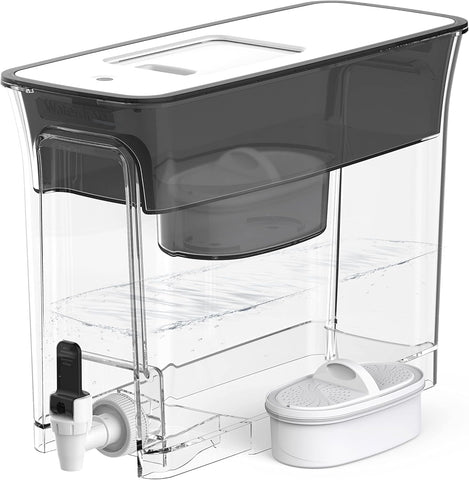 Waterdrop WFD-40L front view showing slim black dispenser and capacity markings for easy storage benefit