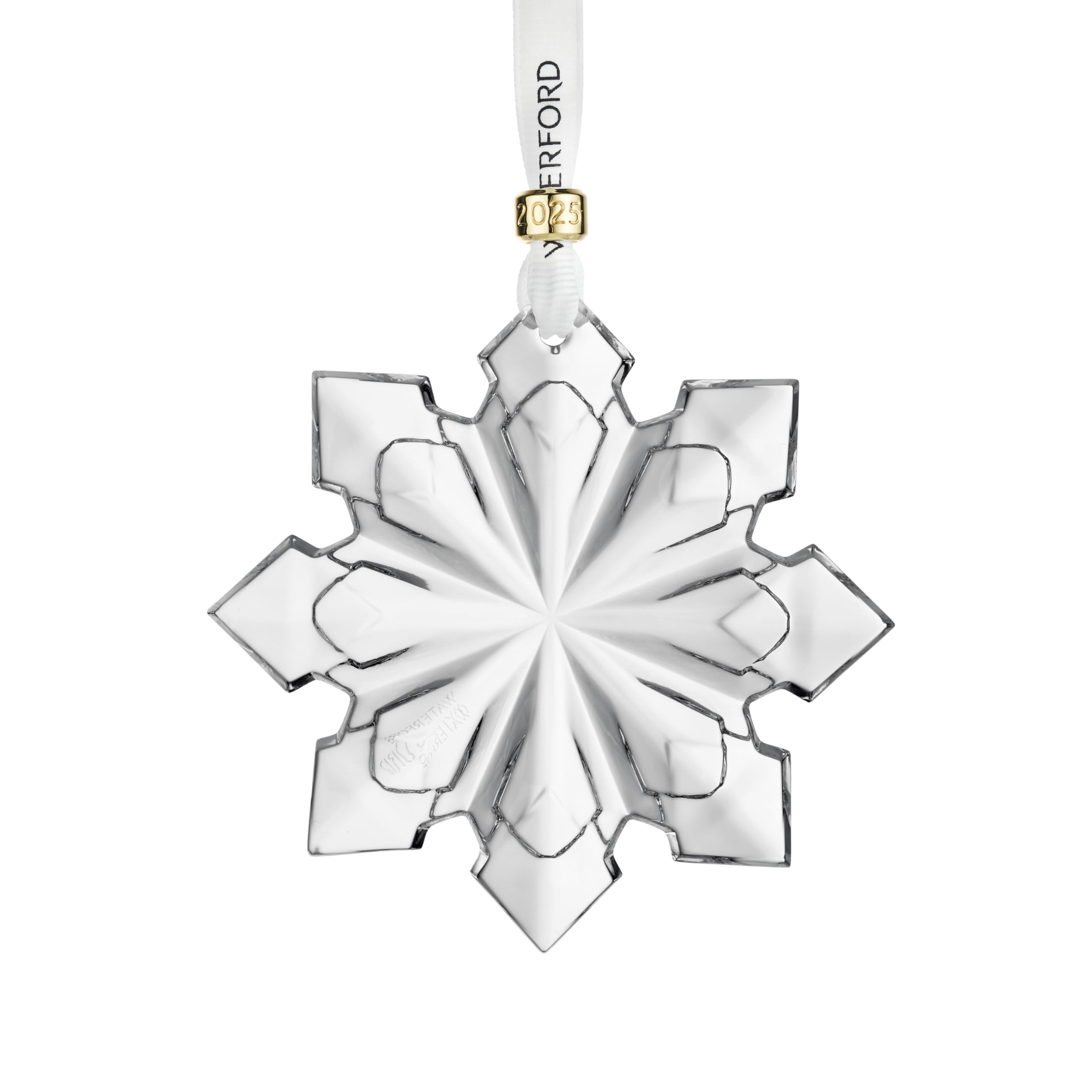 Waterford close-up of crystal cuts highlighting intricate starburst detail and clarity