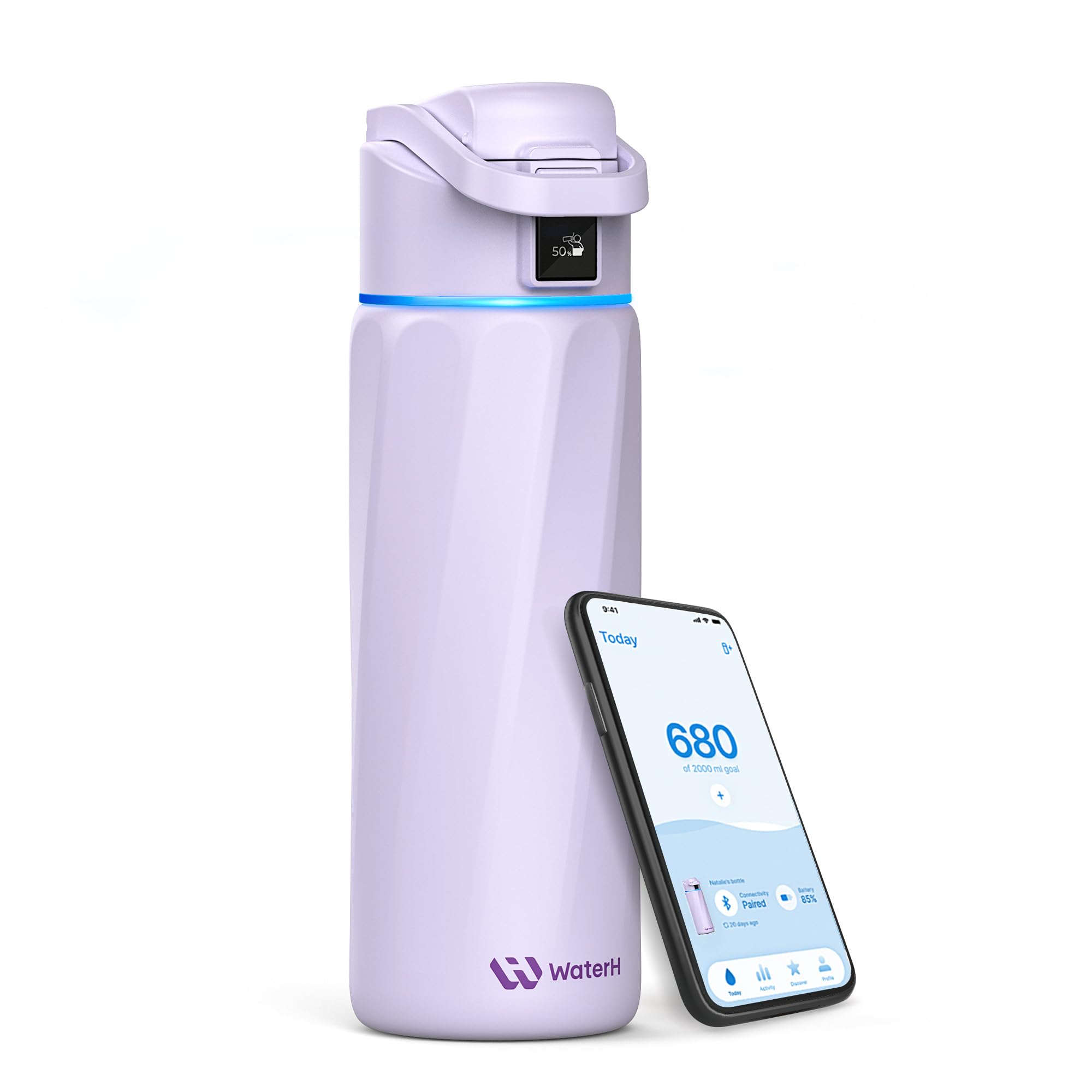WATERH BOOST front view showing sleek stainless steel and capacity benefit