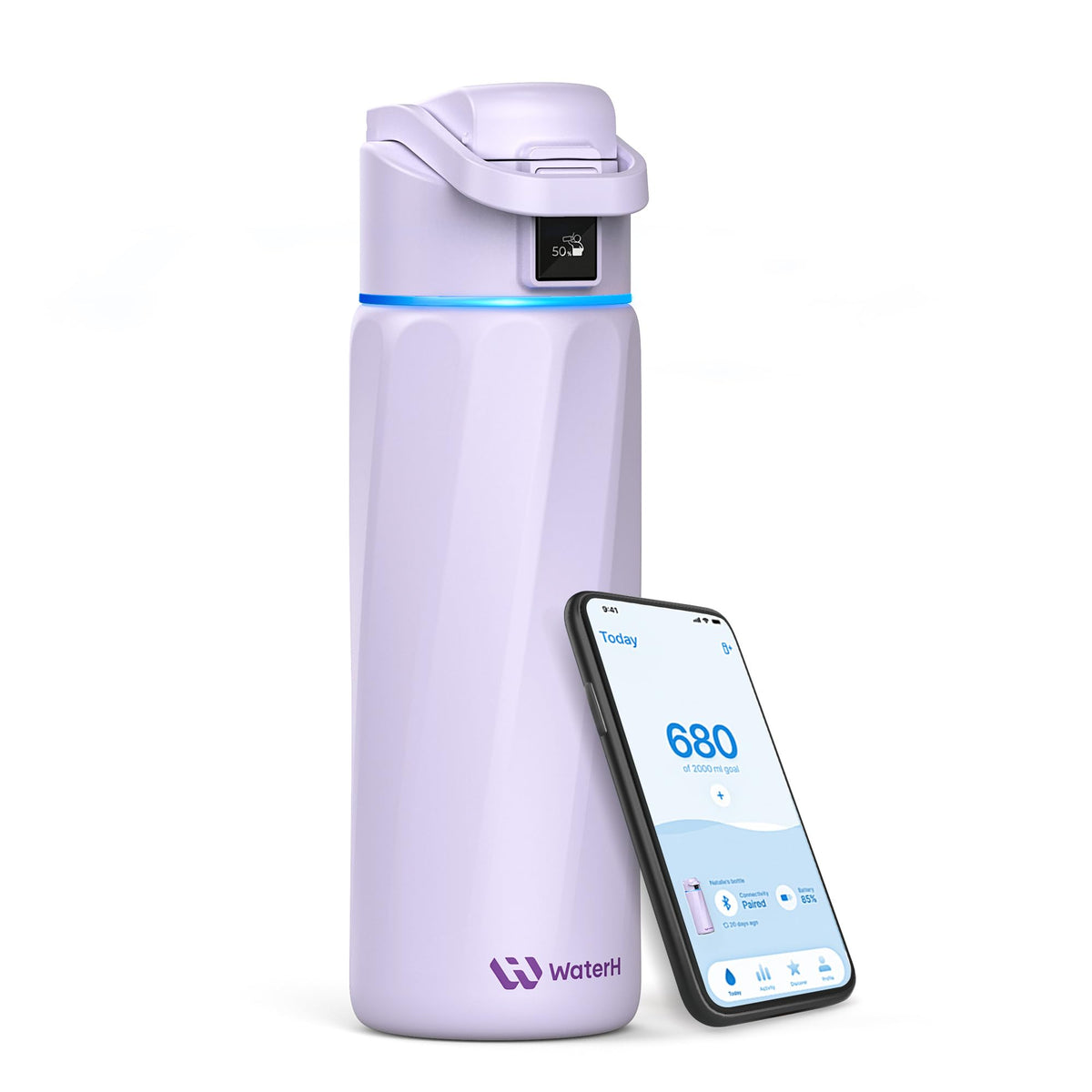 WATERH BOOST front view showing sleek stainless steel and capacity benefit