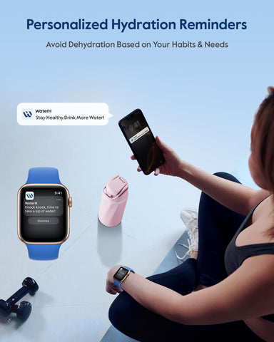 WATERH BOOST LED display readable hydration progress and battery