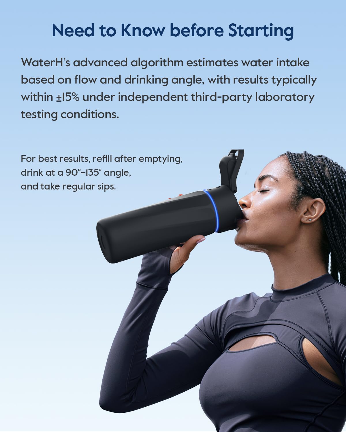 WaterH BOOST carried by a runner, illustrates portable hydration and on-the-go tracking
