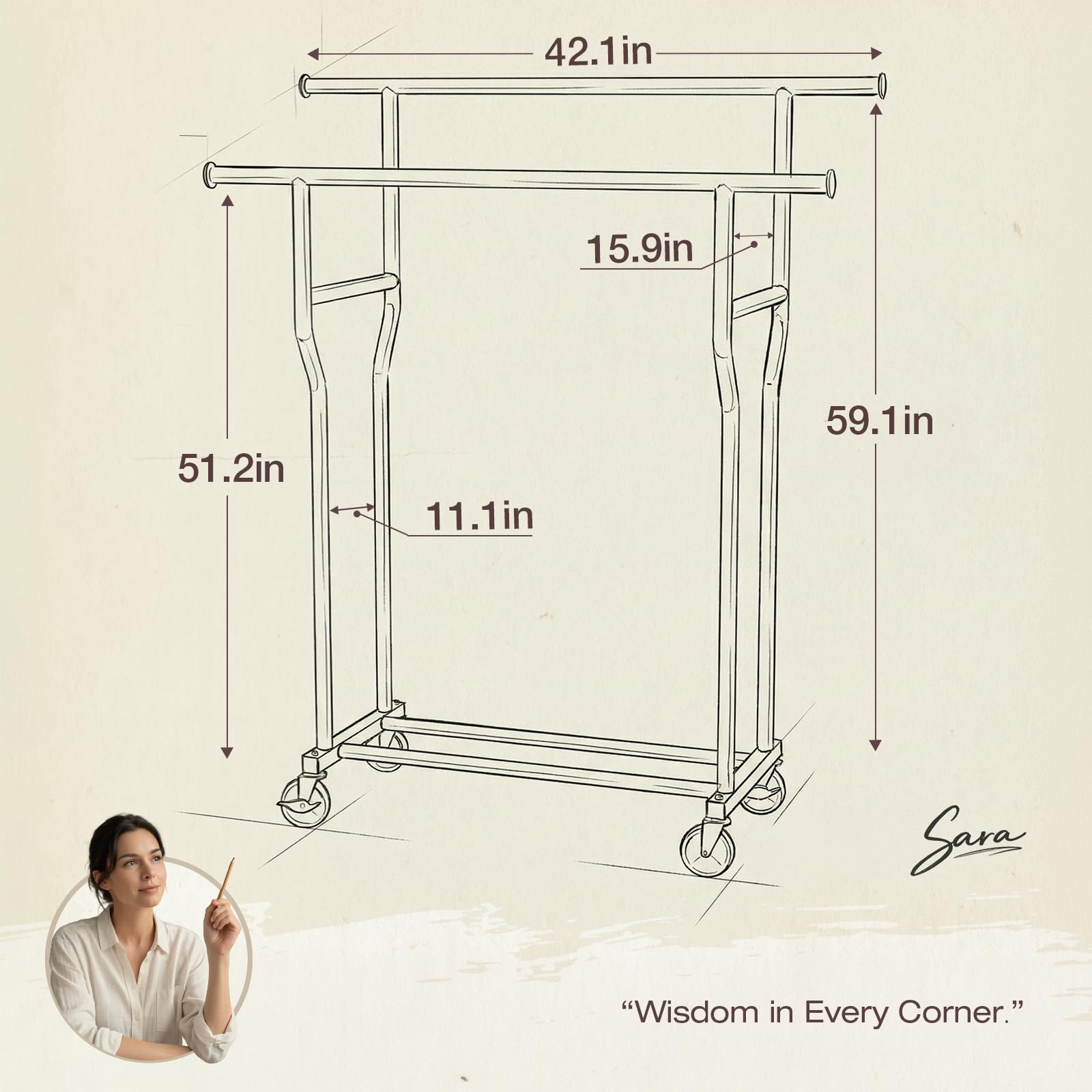 WATIOWL size comparison with suitcase illustrating scale and generous storage footprint