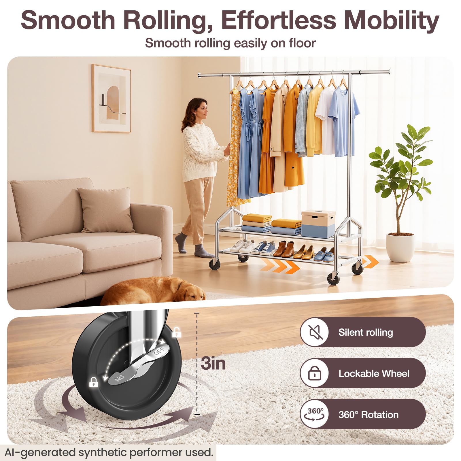 WATIOWL rack staged in bedroom showing tidy, space-saving benefit