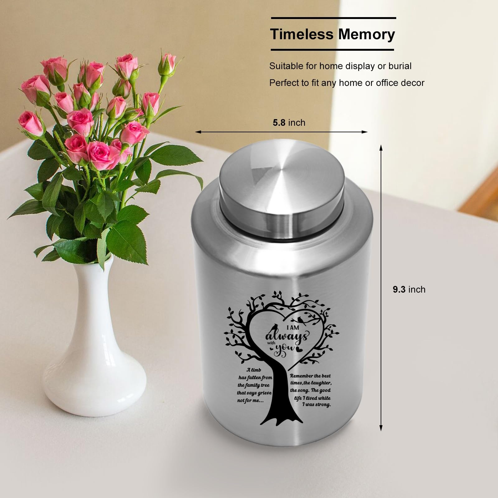 WAVITA urn placed on mantel in home setting, offers respectful memorial presentation
