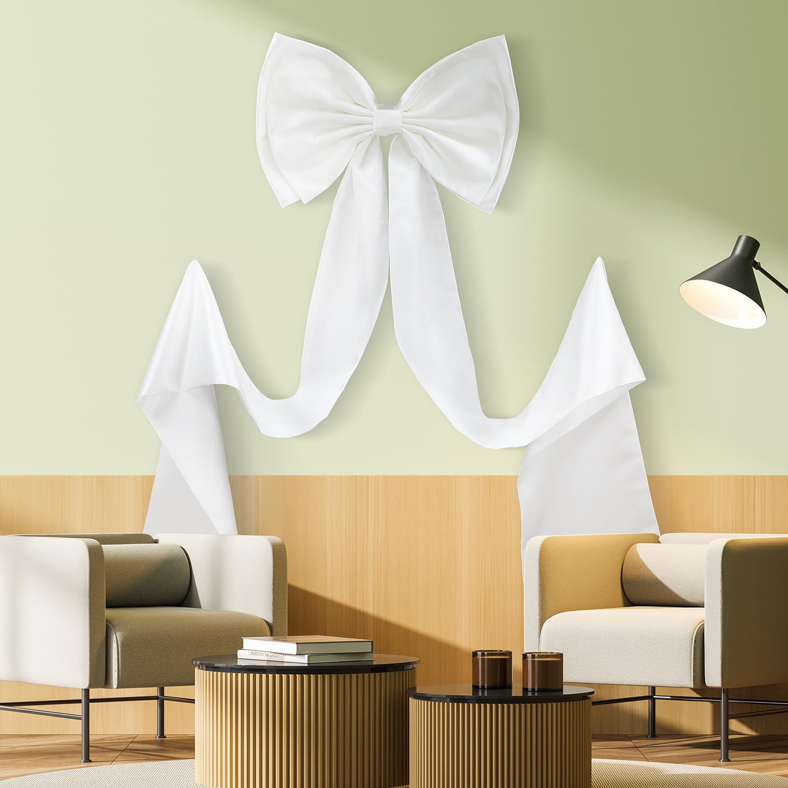Wavwavw bow beside chair showing scale for venue and event planning
