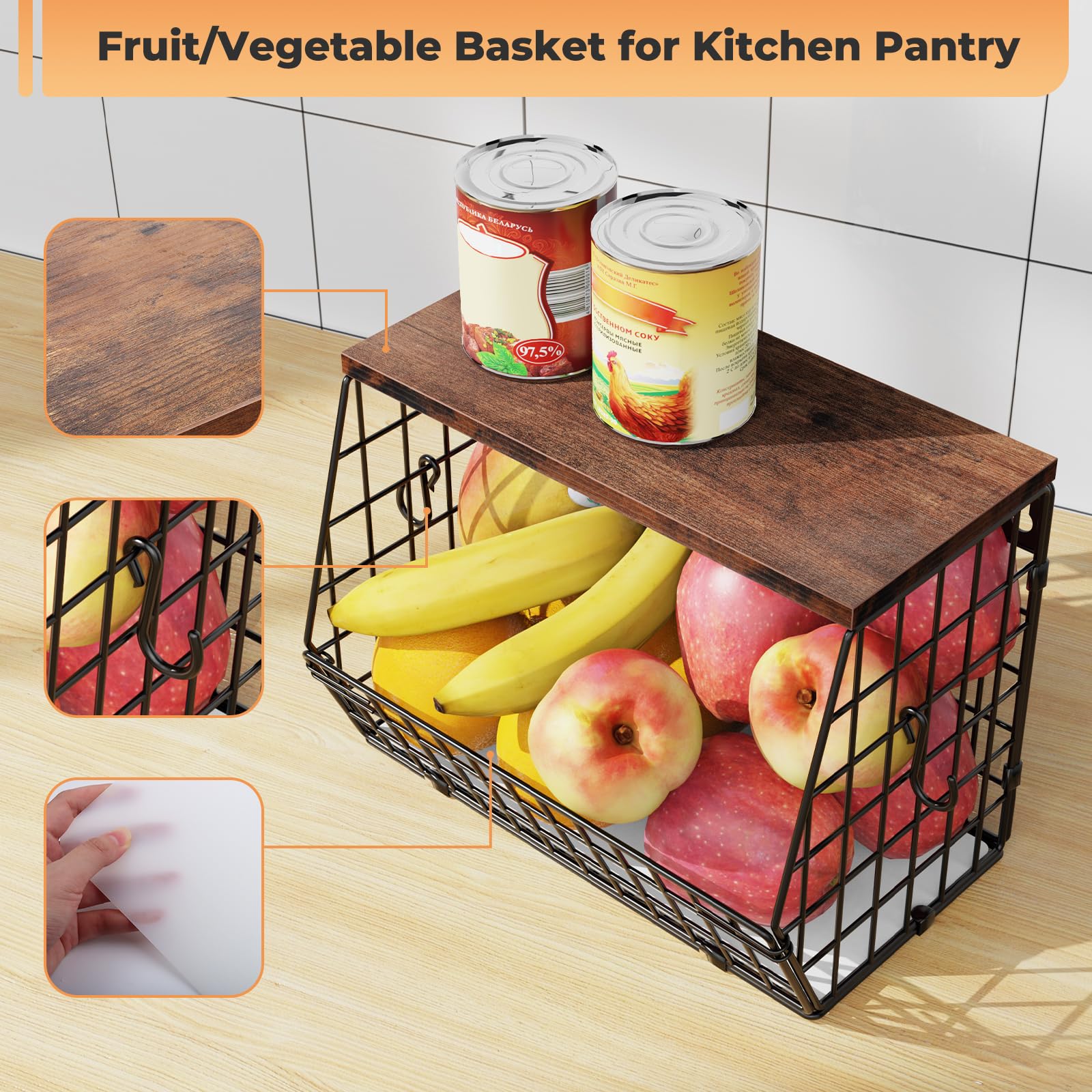 Wawocs countertop setup with fruit demonstrating easy access and visibility