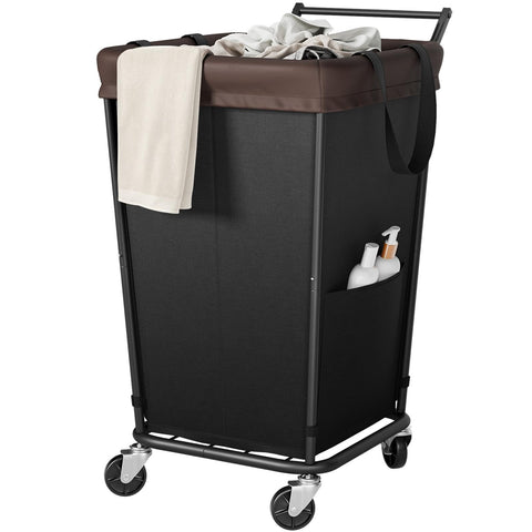 Wawocs front view of large 160L rolling laundry hamper showing capacity benefit