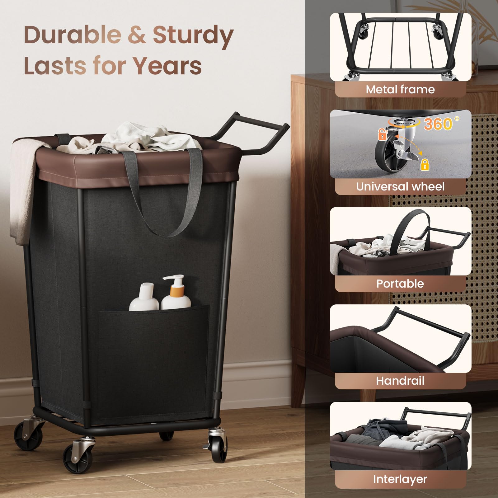 Wawocs in-use moving laundry from bedroom to washer for convenience