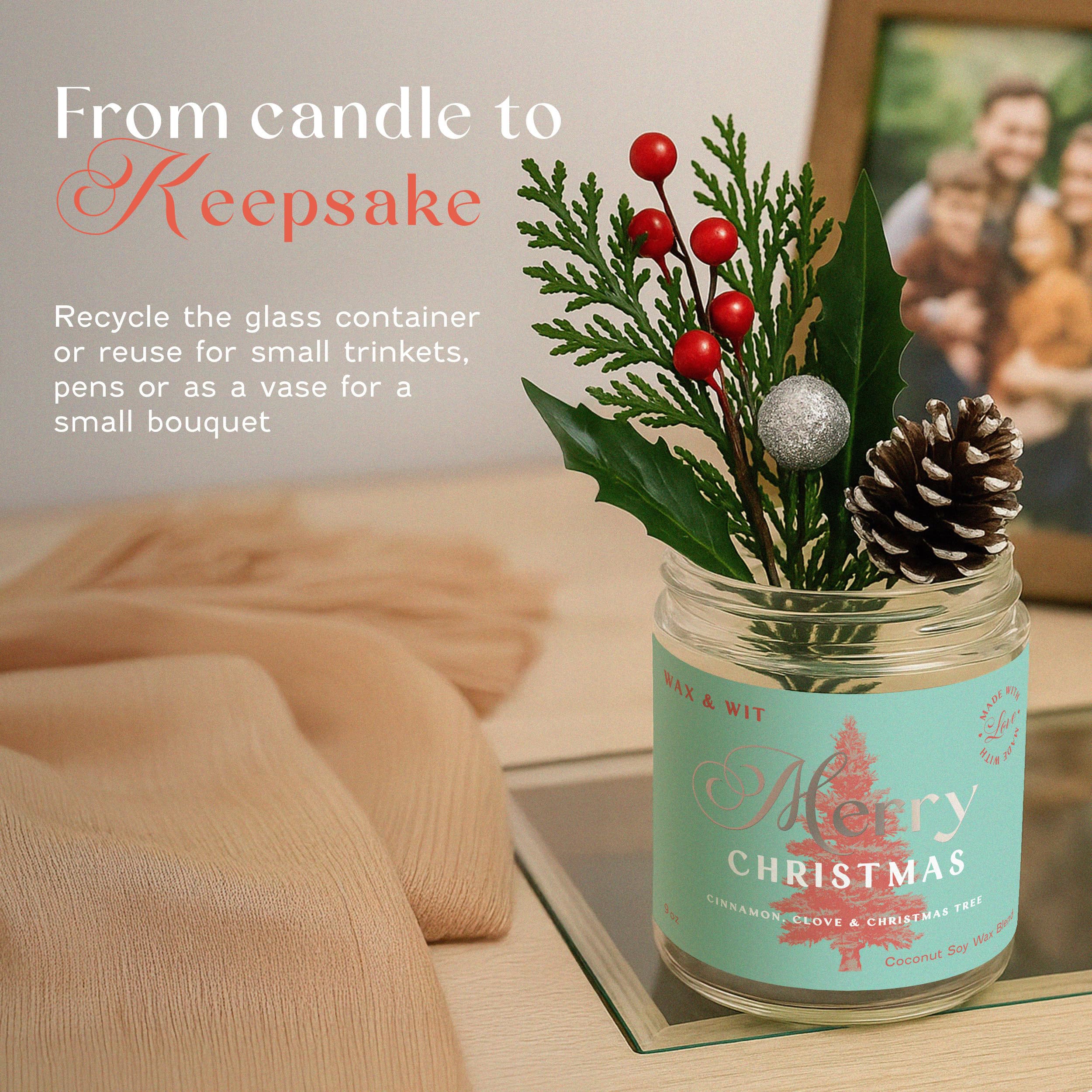 Wax & Wit candles lit in living room setting creating cozy holiday atmosphere