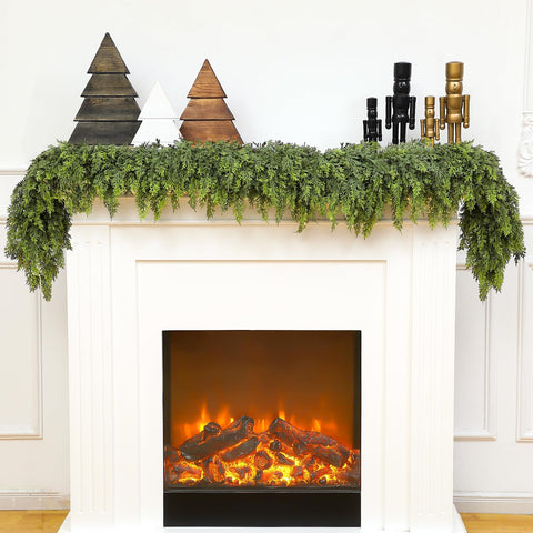 Waydress cedar garland front view showing full length and lush foliage benefit