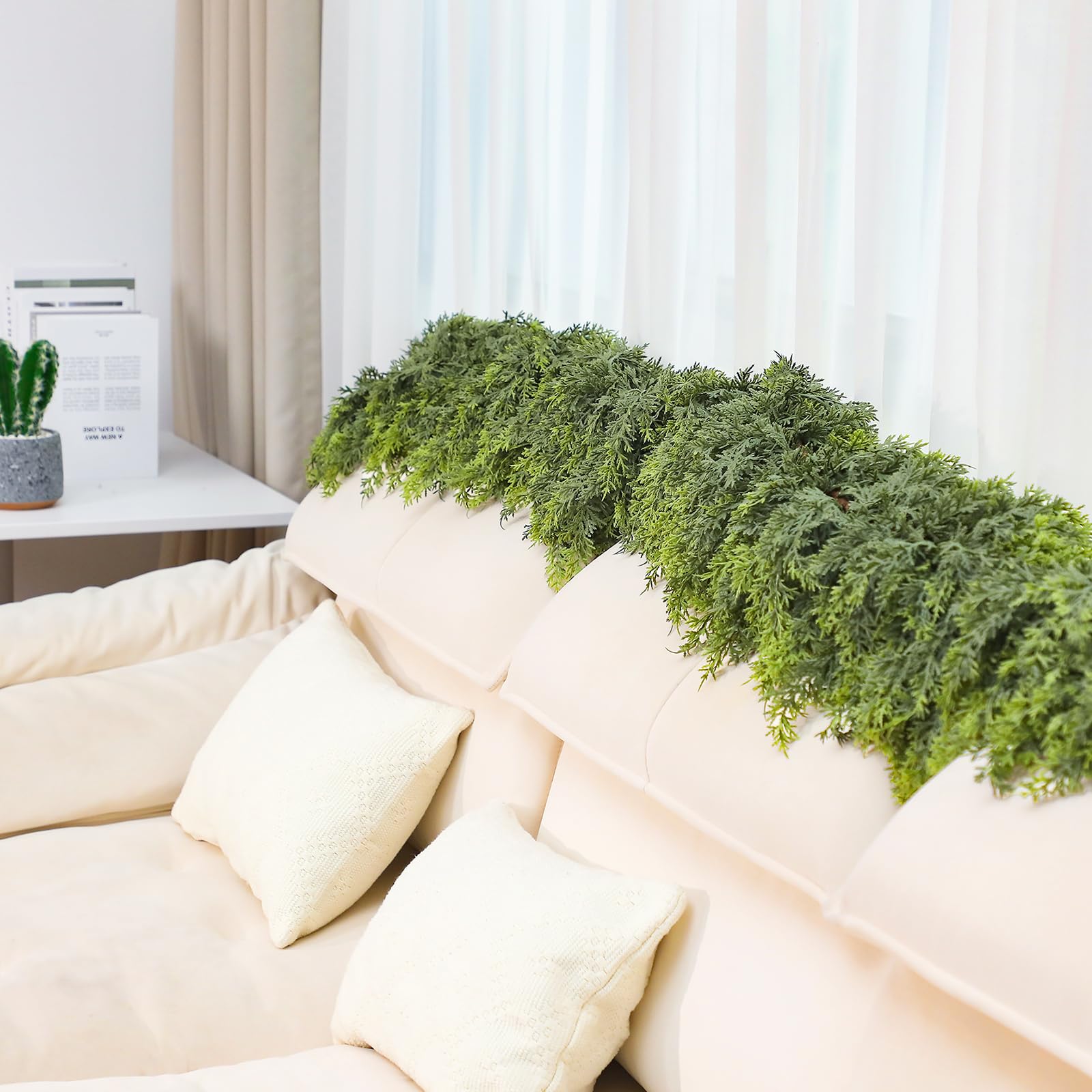 Waydress garland next to hand showing 6 ft scale and easy handling benefit