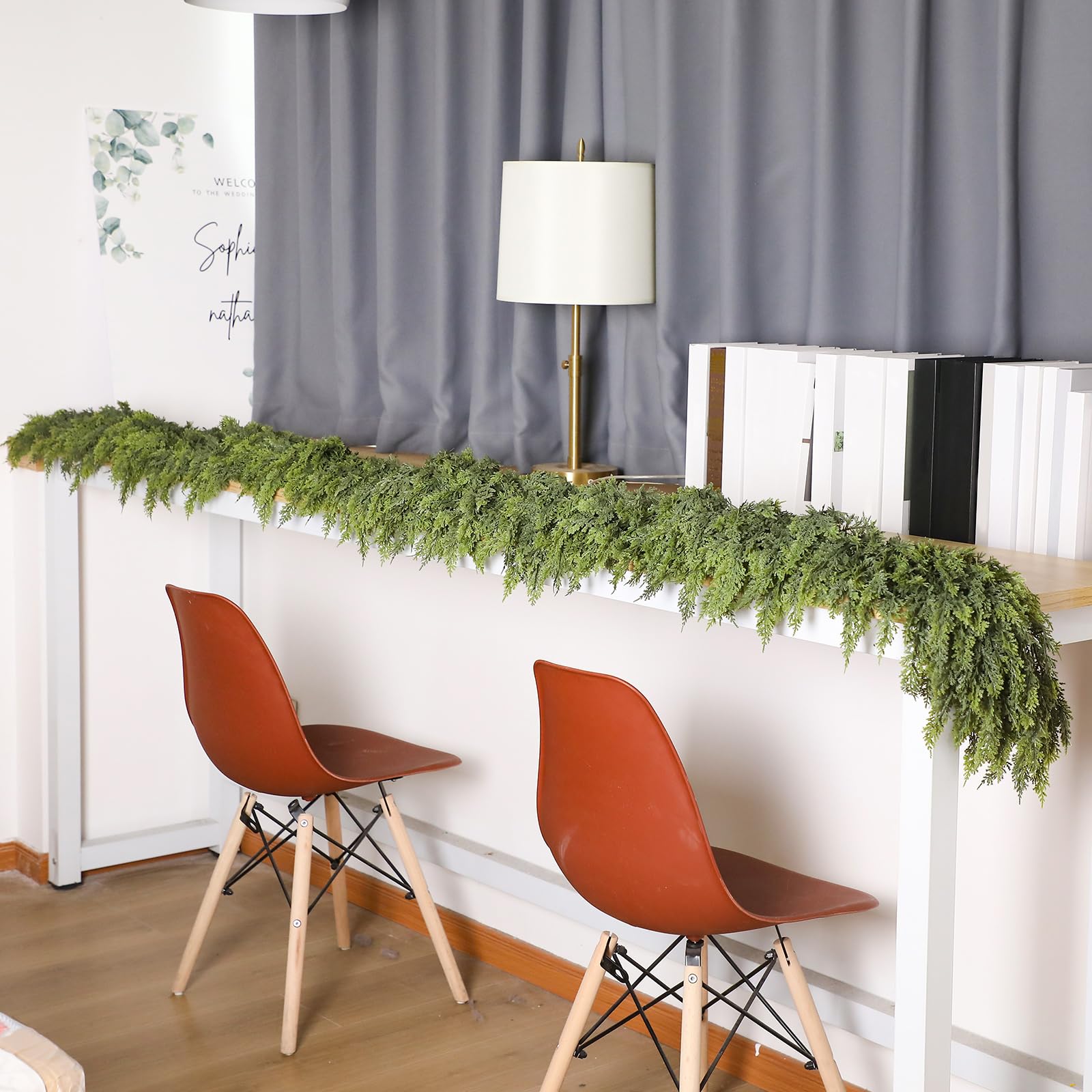 Waydress garland decorated with lights and pinecones showing easy personalization for warm ambience