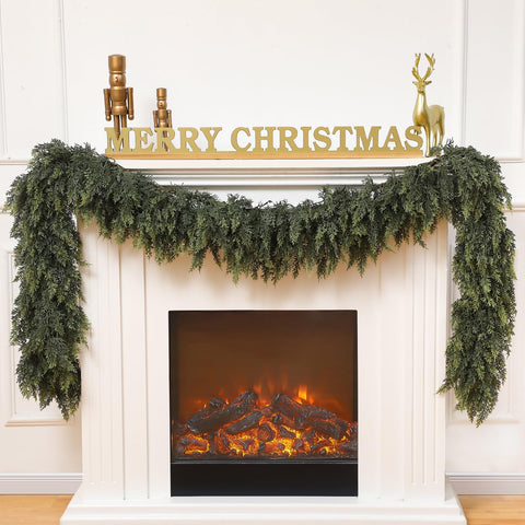 Waydress front view of 9 ft cedar garland showing lush greenery and length benefit