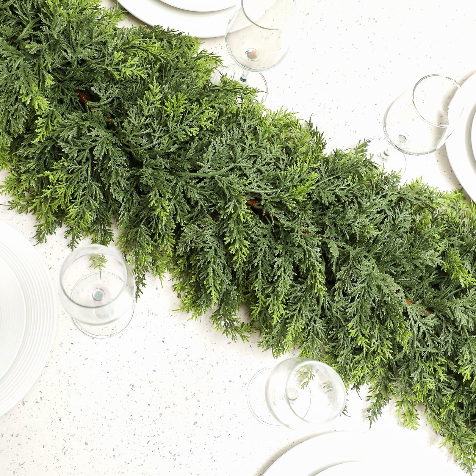 Waydress garland styled on a fireplace mantel providing warm, traditional holiday atmosphere