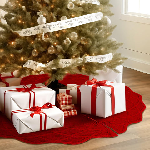 WBHome skirt with measuring tape showing 48-inch diameter for tree-fit clarity