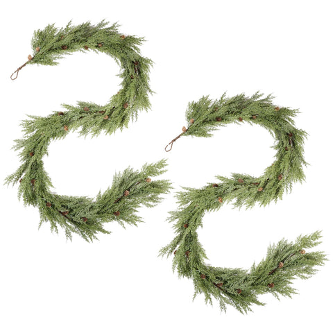 WBHome front view of two 9ft garlands showing full rustic look and value