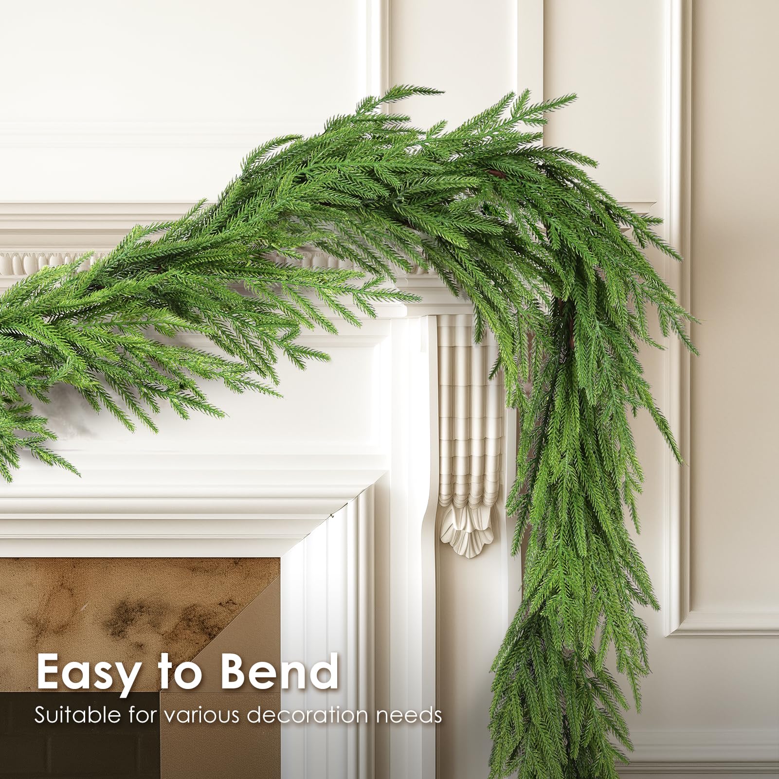 WBHome garland close-up texture revealing soft, lifelike tips and realism