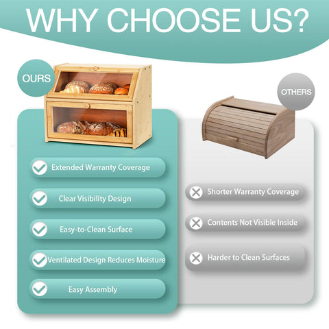 Wcatea double layer interior holding loaves and rolls for organized storage benefit