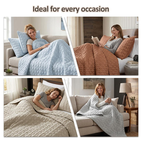 WDCOZY styled bedroom with quilt showing warm, inviting ambiance