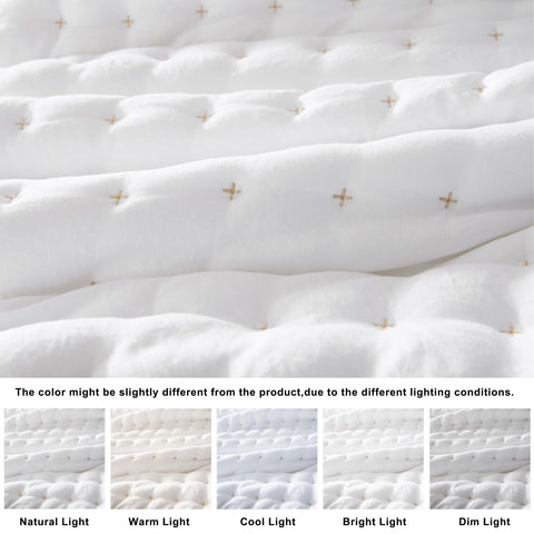 WDCOZY gold cross-stitch detail highlighting elegant texture and finish