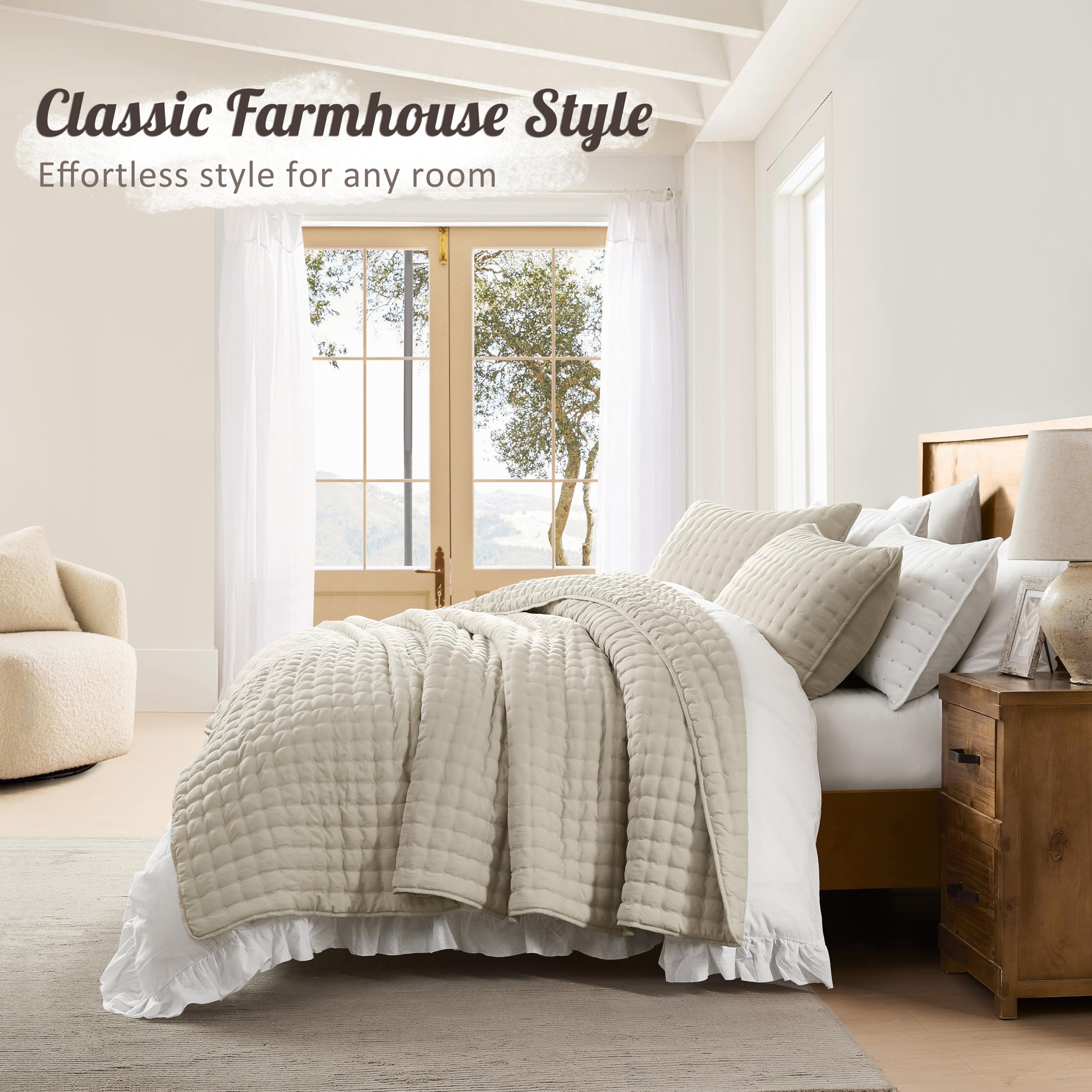 WDCOZY in bedroom lifestyle scene demonstrating neutral light beige styling