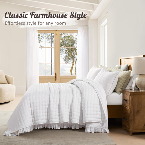 WDCOZY on a styled king bed in a bedroom scene illustrating full drape and cozy presentation
