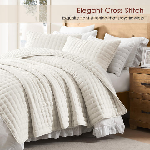 WDCOZY close-up of cross-stitch quilting highlighting elegant detail
