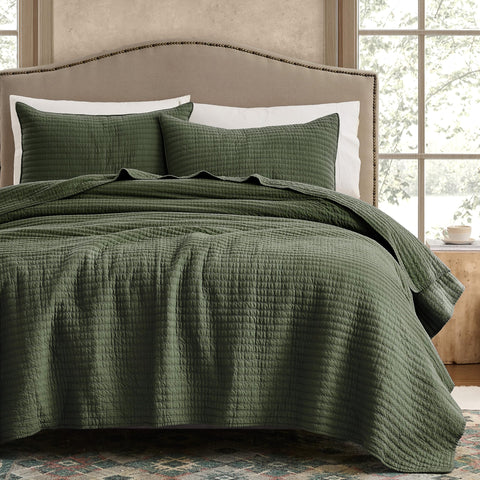 WDCOZY quilt front view showing olive green color and cozy coverage