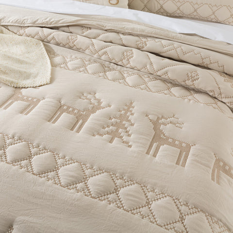 WDCOZY quilt styled on a bedroom bed for cozy holiday decor