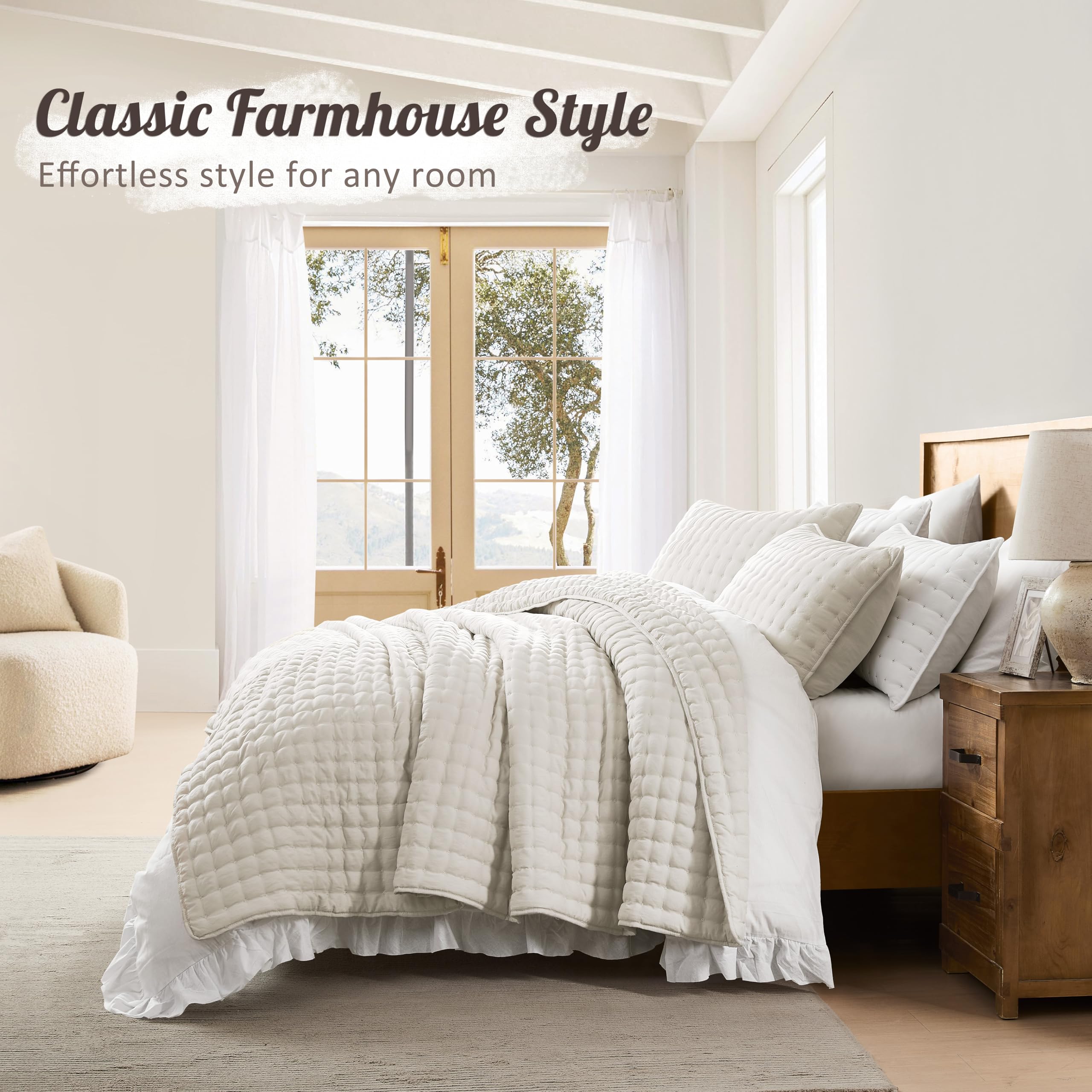 WDCOZY quilt draped on king mattress illustrating generous coverage
