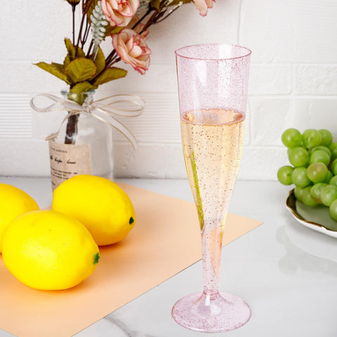 WDF assembled 7oz pink flute on table demonstrating comfortable hold and style