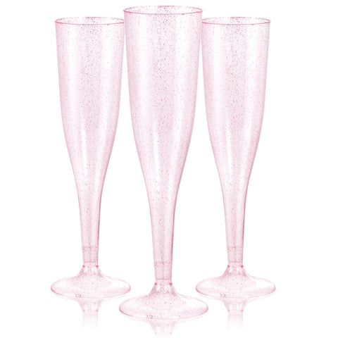 WDF front pack of 36 pink glitter flutes showing elegant event-ready design