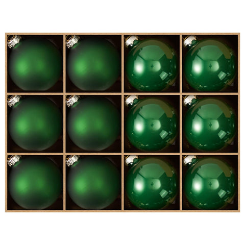 WDS WONDROUS front packaging showing 12 green ornaments and secure strings for easy hanging