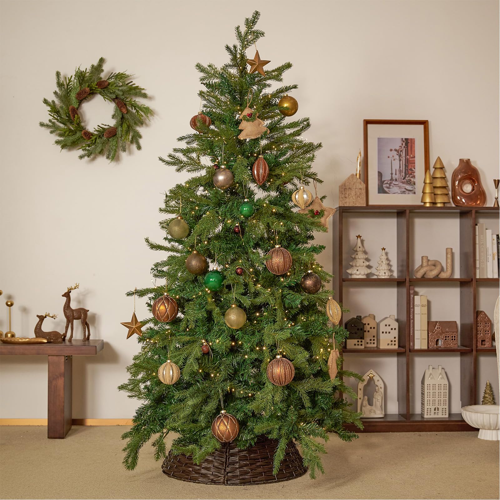 WDS WONDROUS ornaments hung on a Christmas tree enhancing coordinated green styling
