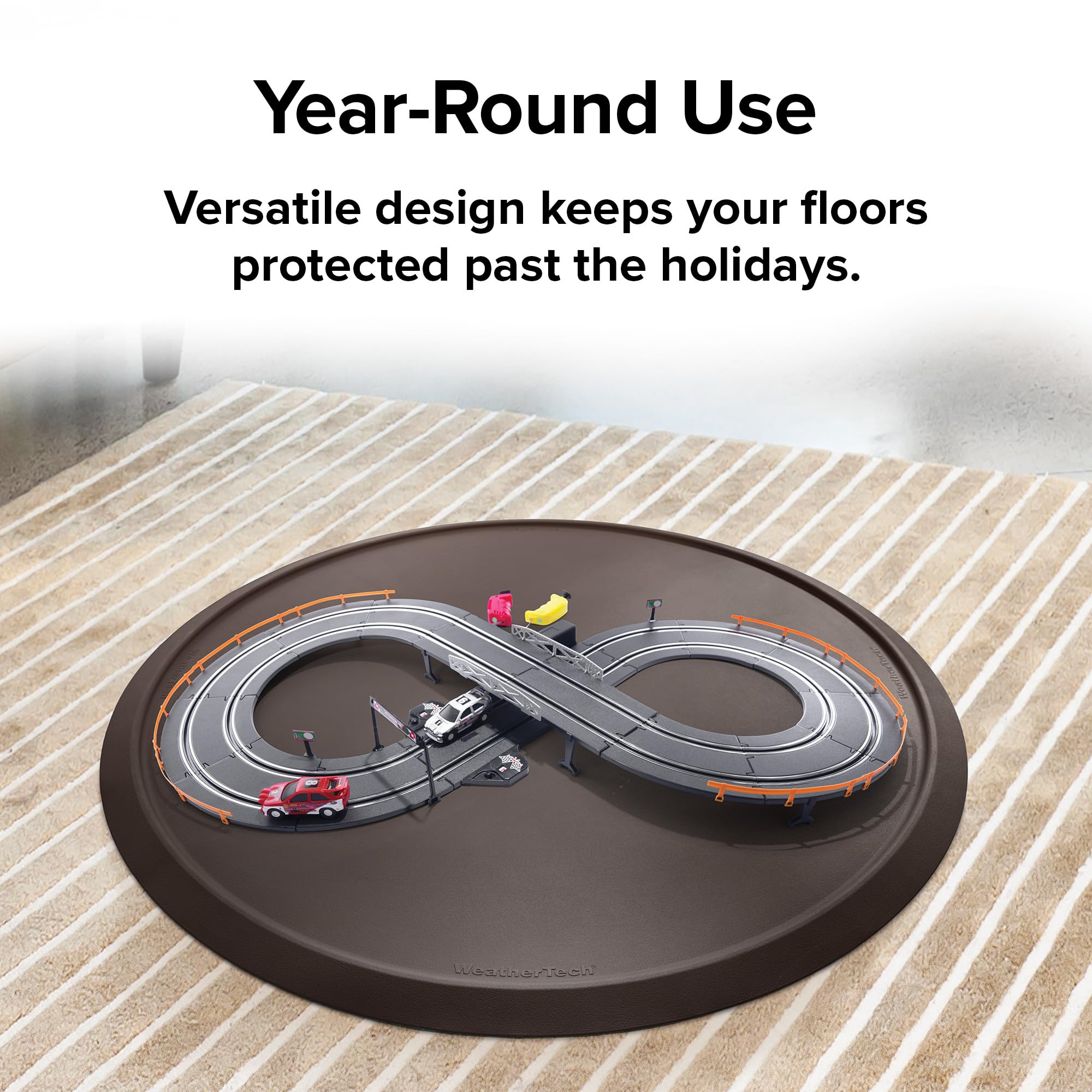 WeatherTech mat in living room scene blending with decor and protecting floors