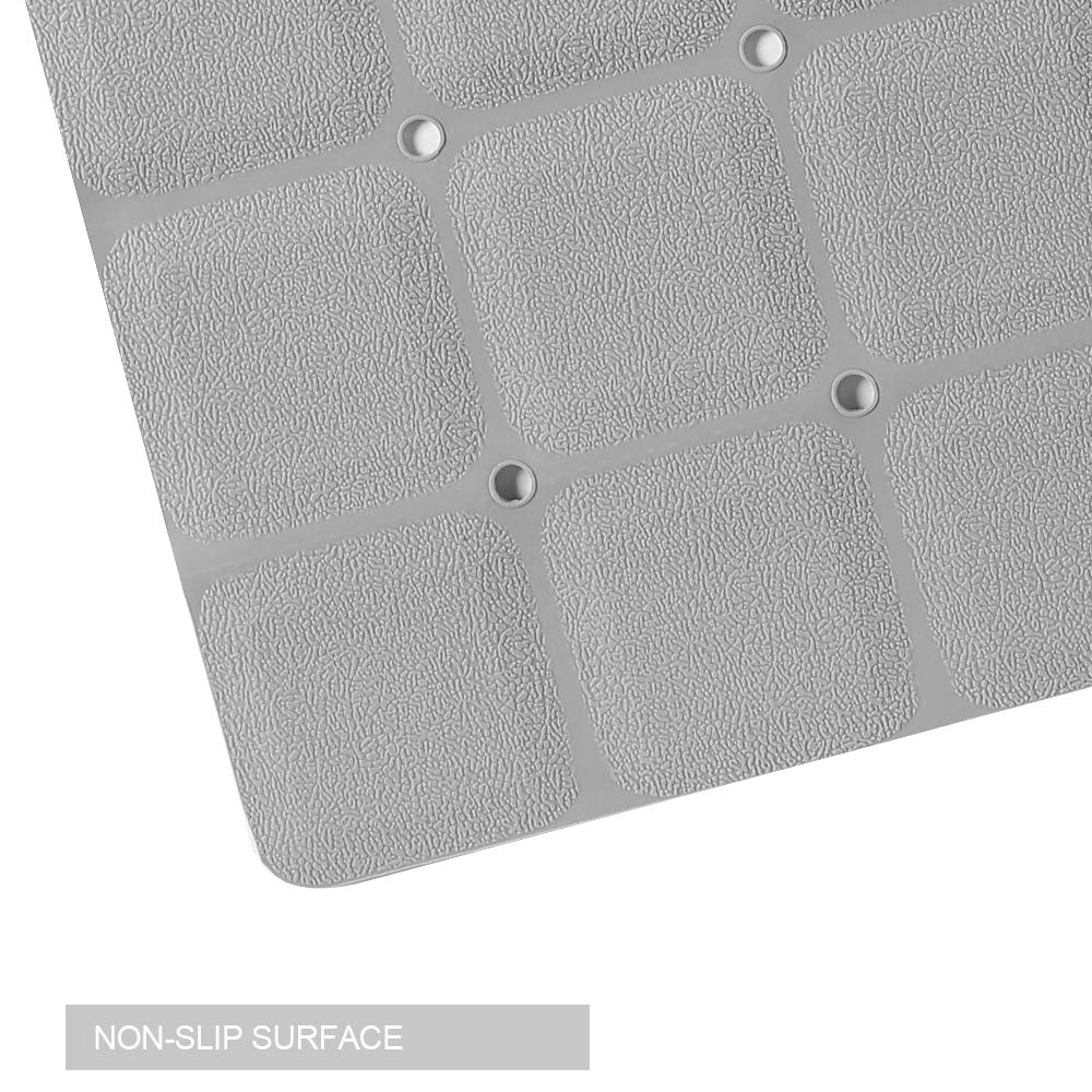 Webos mat installed on textured tub showing secure, suction-free grip benefit