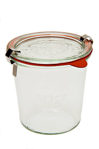 WECK 742 front view showing jar lid and clamps, compact storage solution