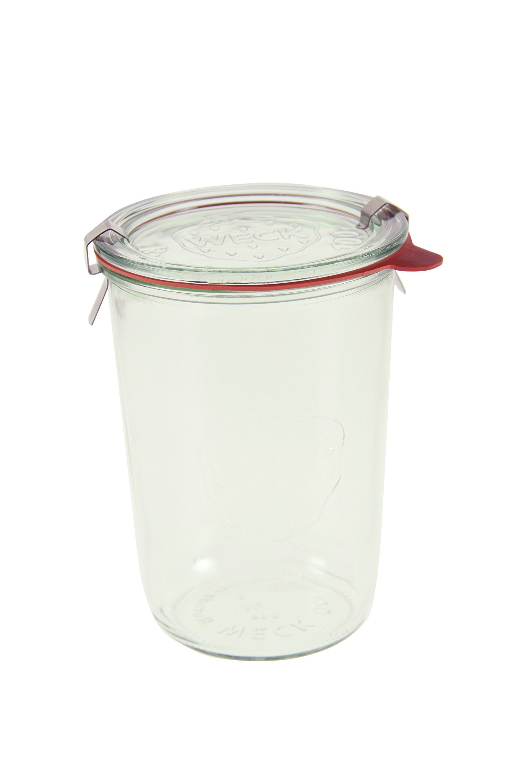 WECK 743 3/4 mold jar front view showing clear glass and compact design for convenience