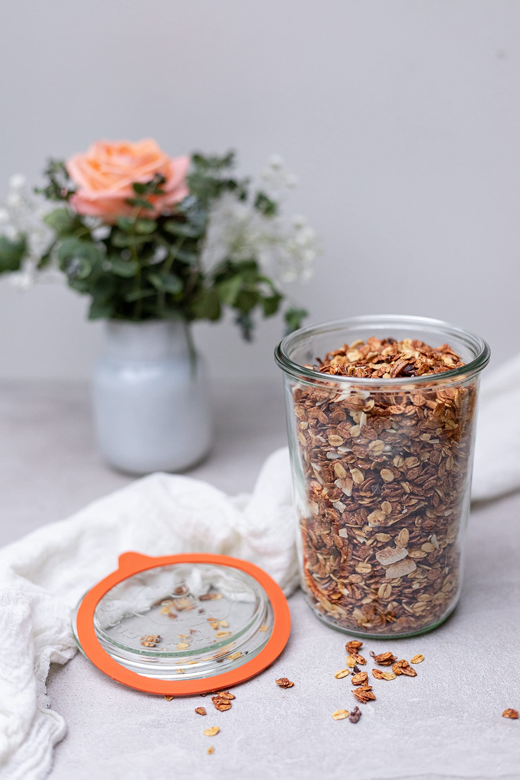 WECK jar holding sourdough starter with easy-access wide mouth benefit
