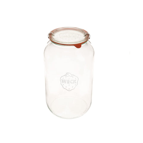 WECK large jar front view showing clear glass and capacity benefit