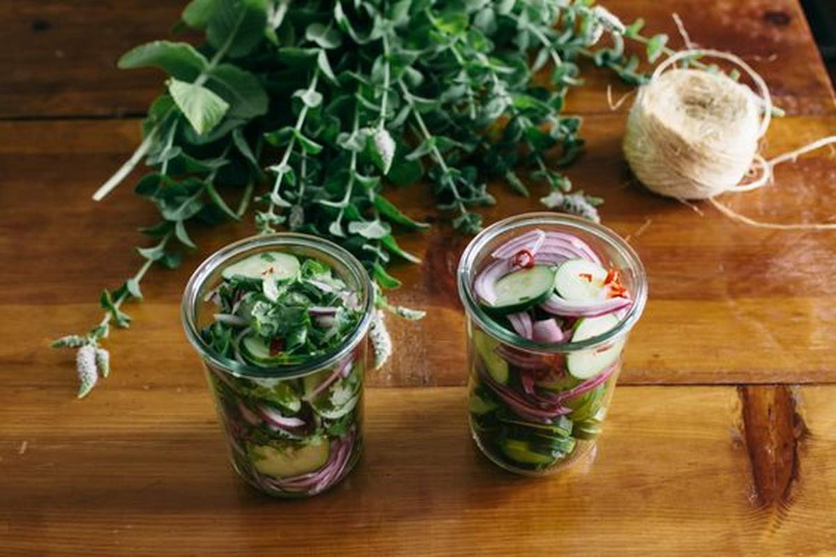 WECK jars on a kitchen counter staged as a gift, showcasing decorative storage