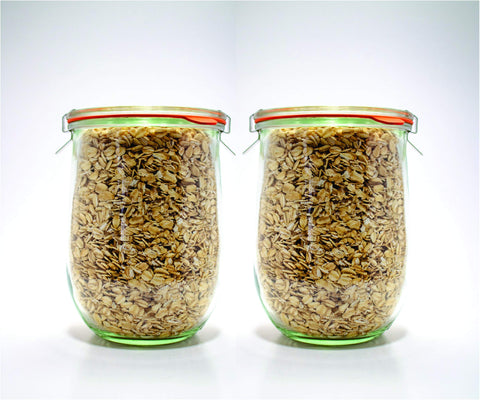 WECK jars styled on counter with ingredients showing attractive kitchen display benefit
