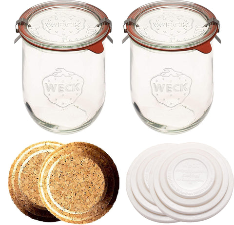 WECK tulip jar front view showing two-pack and elegant design for storage