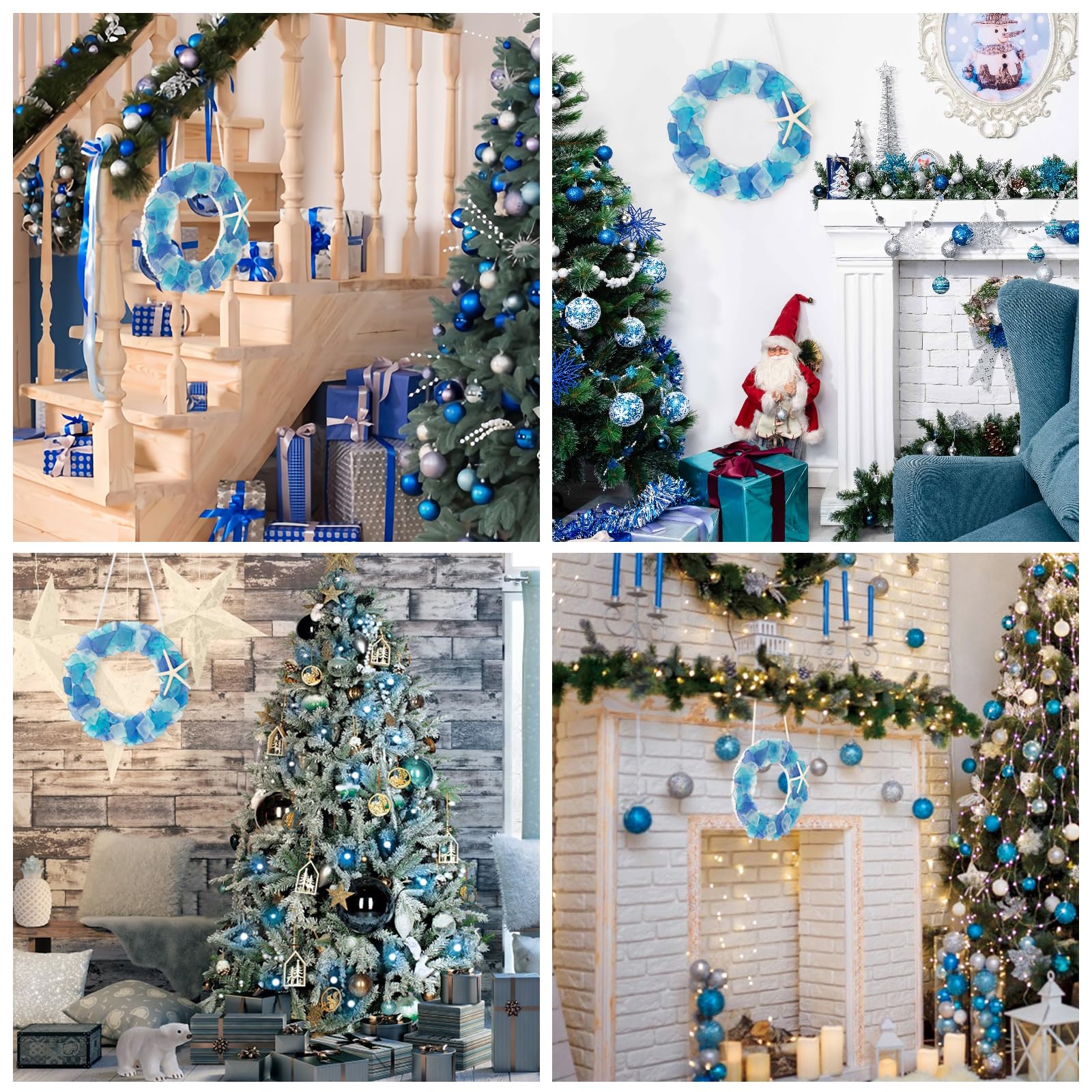 WeDoSoy wreath in coastal vignette styling evokes calm and coastal decor