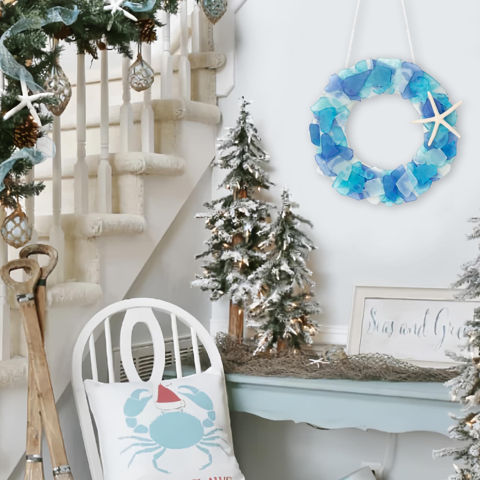 WeDoSoy wreath held in hand shows 8.5-inch scale for easy placement