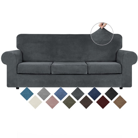 WEERRW front view of dark grey sofa cover showing full fitted look and refined style