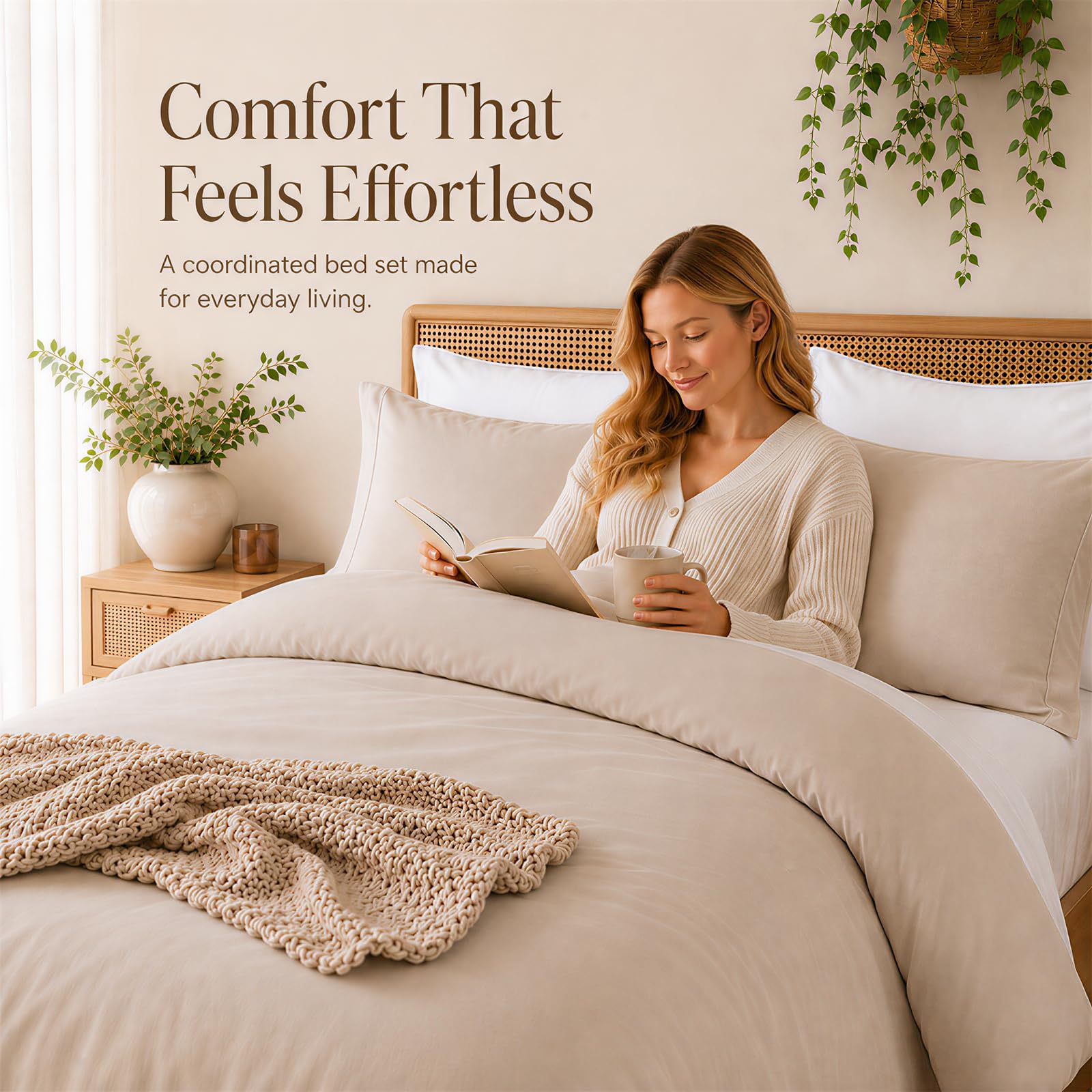 weigelia comforter on queen bed in room showing cozy look and versatile style